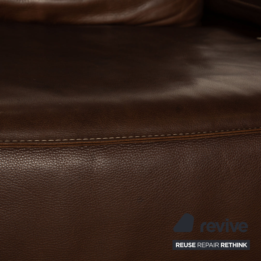 Canapé à fonction électrique marron deux places en cuir Koinor