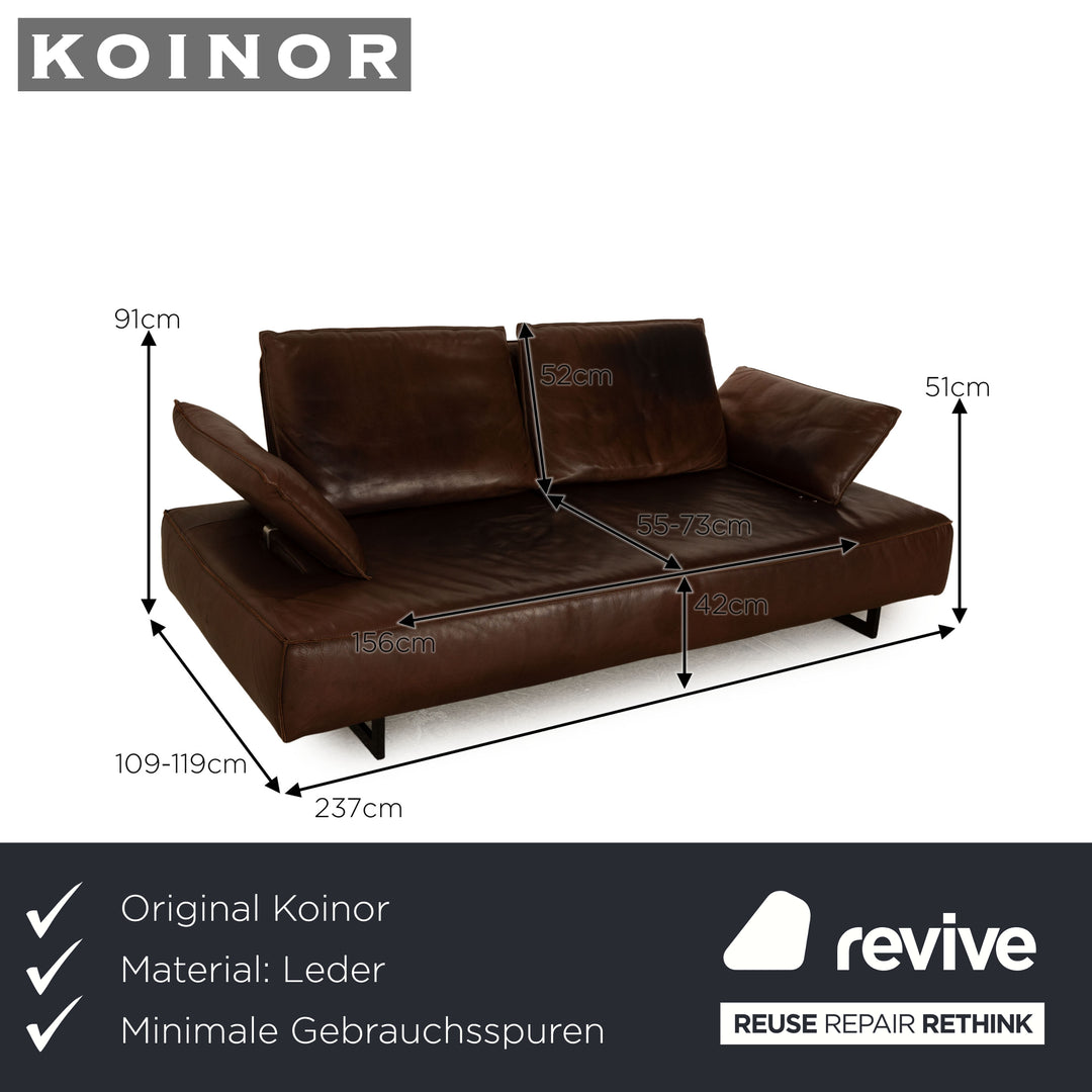 Canapé à fonction électrique marron deux places en cuir Koinor