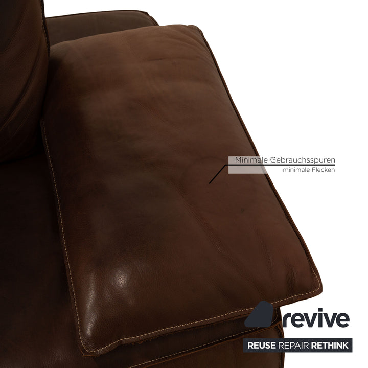 Canapé à fonction électrique marron deux places en cuir Koinor