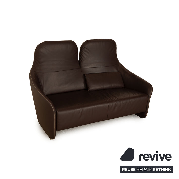 Koinor Leather Two Seater Brown Manual Function Sofa Couch