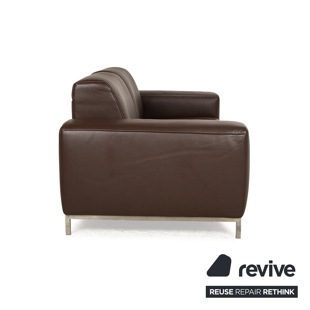 Koinor Leather Two Seater Brown Sofa Couch