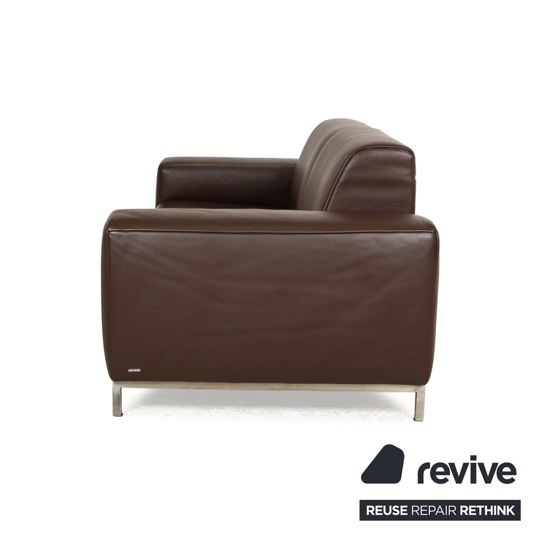 Koinor Leather Two Seater Brown Sofa Couch