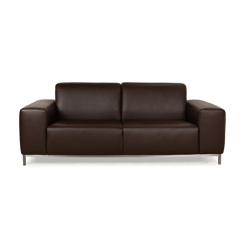 Koinor Leather Two Seater Brown Sofa Couch