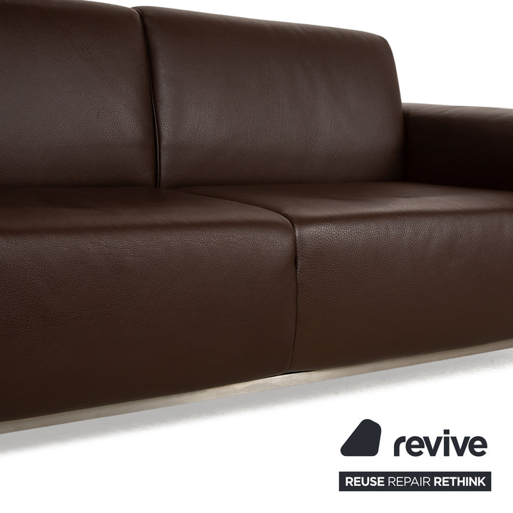 Koinor Leather Two Seater Brown Sofa Couch