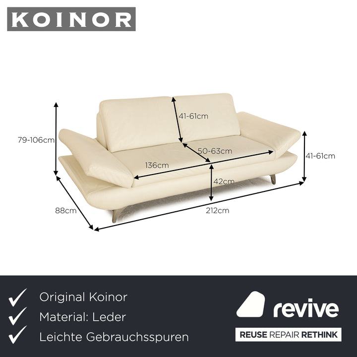 Koinor Leder Zweisitzer Creme manuelle Funktion Sofa Couch