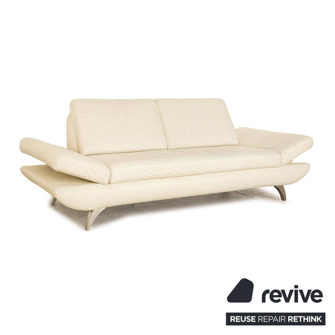 Koinor Leather Two Seater Cream Manual Function Sofa Couch