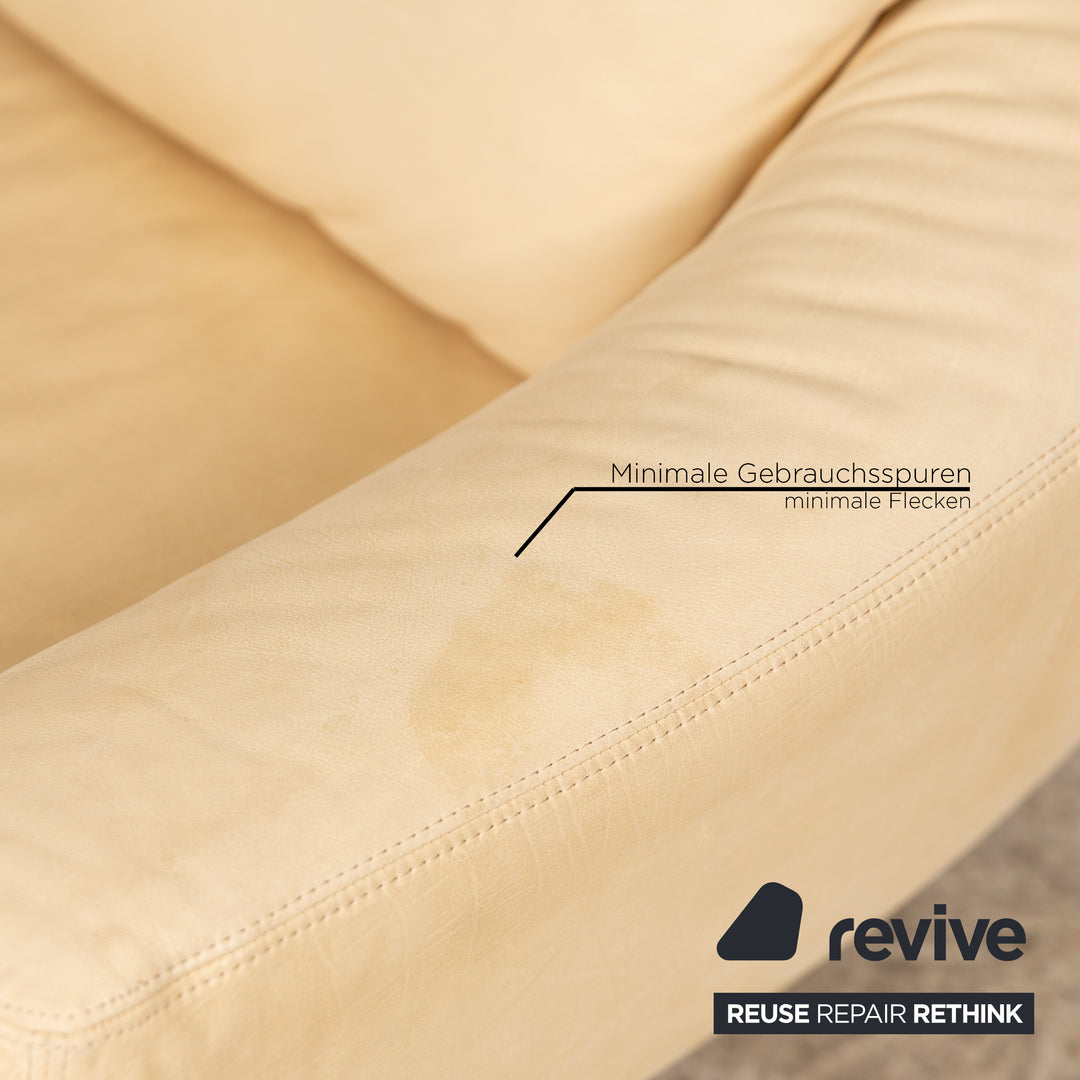 Koinor Leather Two Seater Cream Sofa Couch