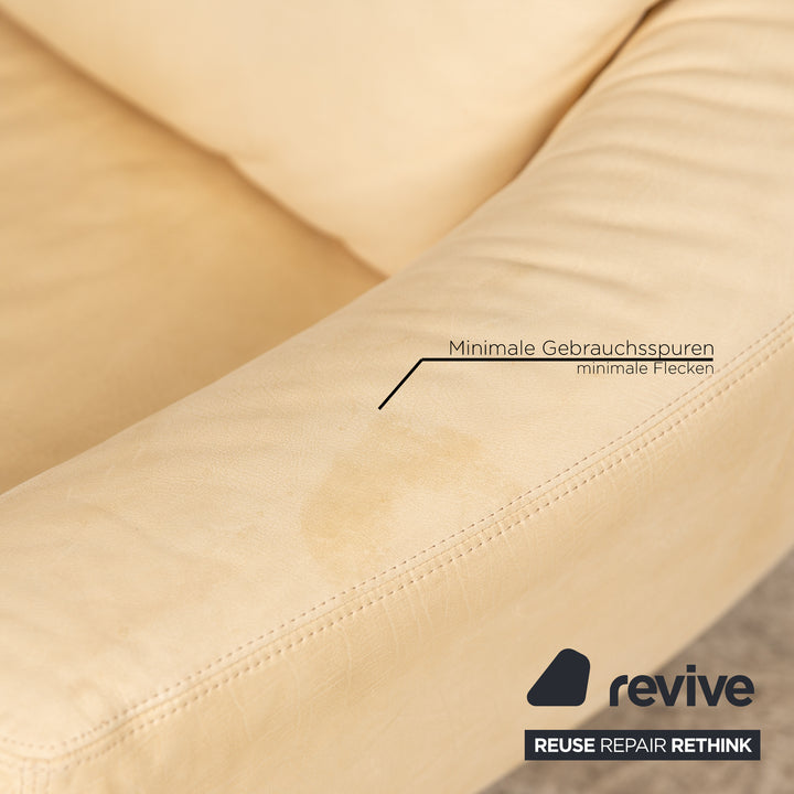 Koinor Leather Two Seater Cream Sofa Couch