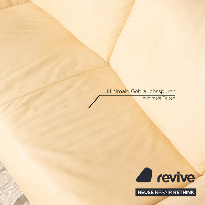 Koinor Leather Two Seater Cream Sofa Couch
