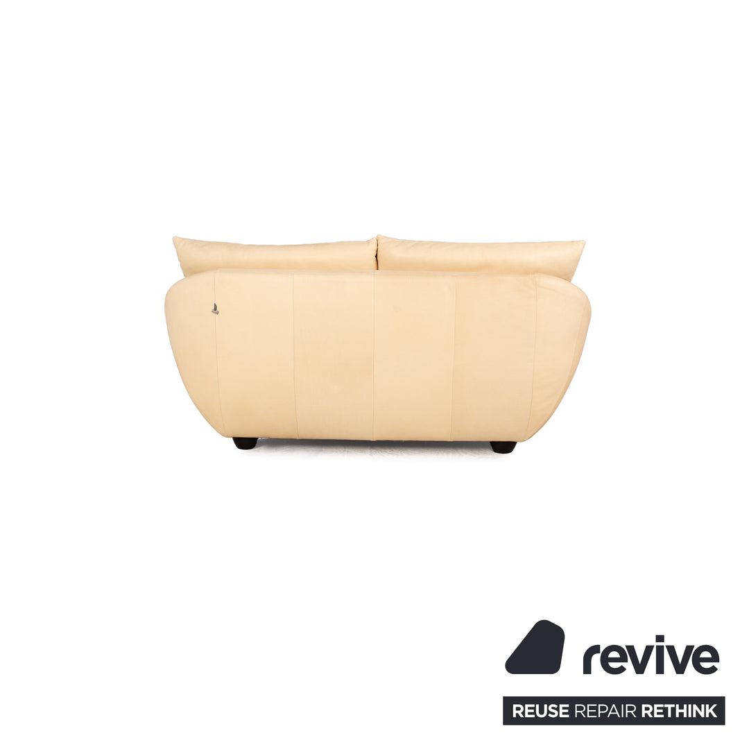 Koinor Leather Two Seater Cream Sofa Couch