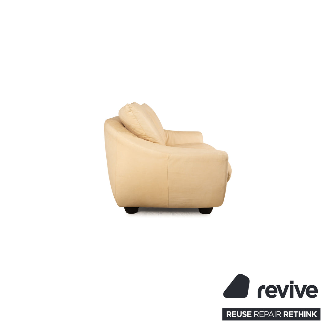 Koinor Leather Two Seater Cream Sofa Couch