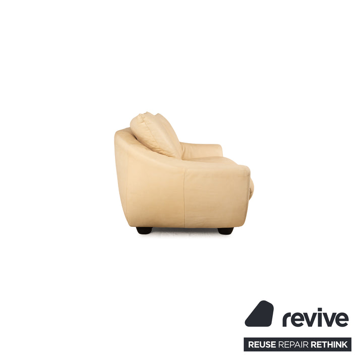 Koinor Leather Two Seater Cream Sofa Couch
