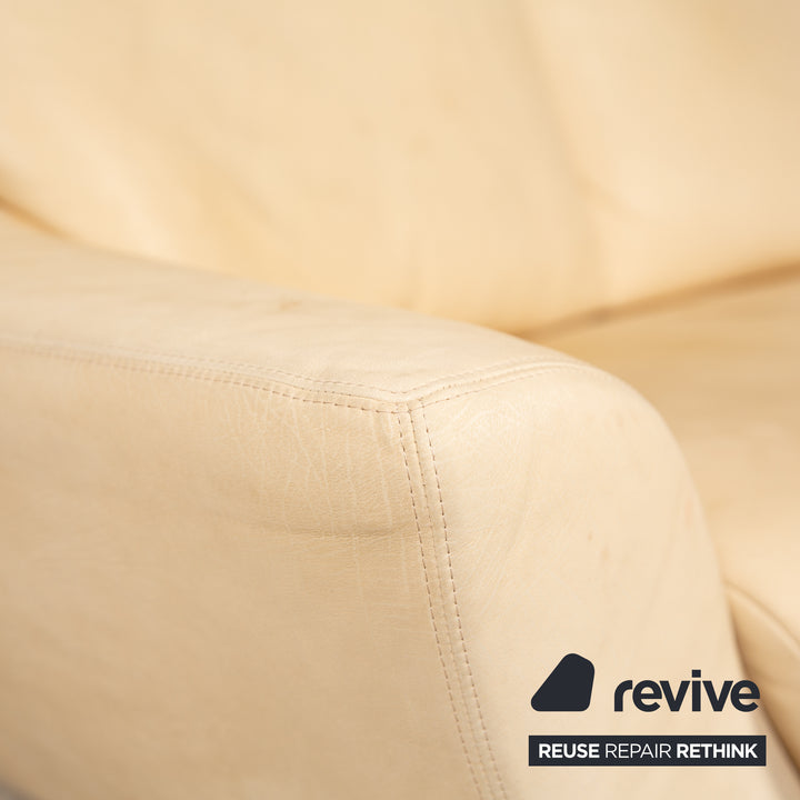 Koinor Leather Two Seater Cream Sofa Couch