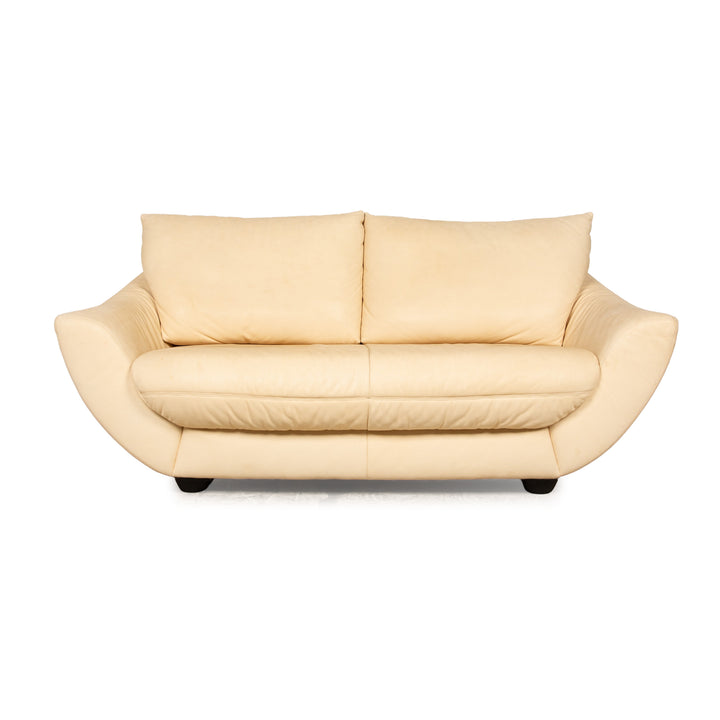 Koinor Leather Two Seater Cream Sofa Couch