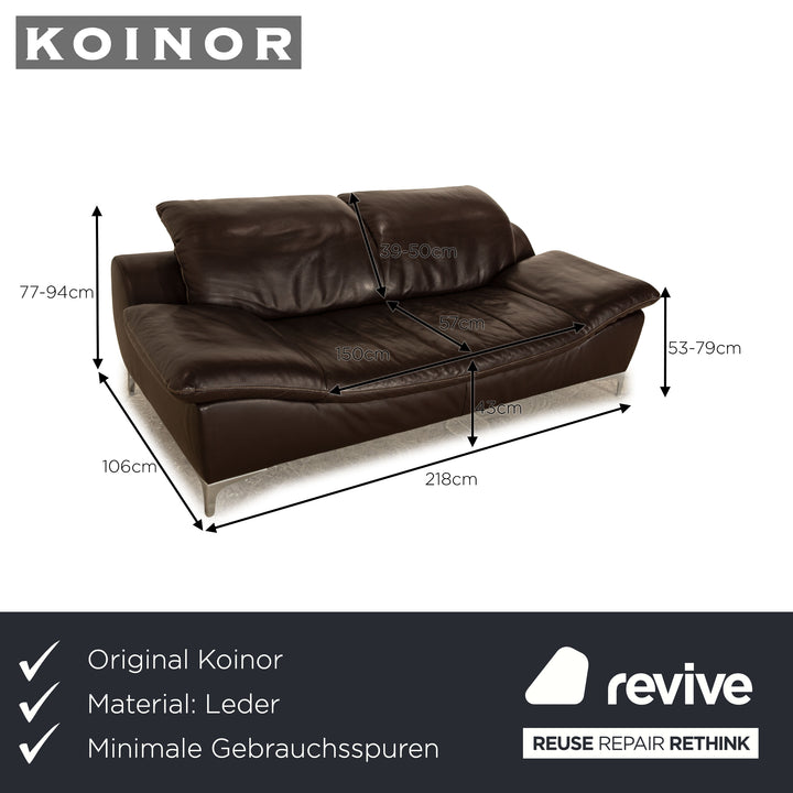 Koinor Leder Zweisitzer Dunkelbraun manuelle Funktion Sofa Couch