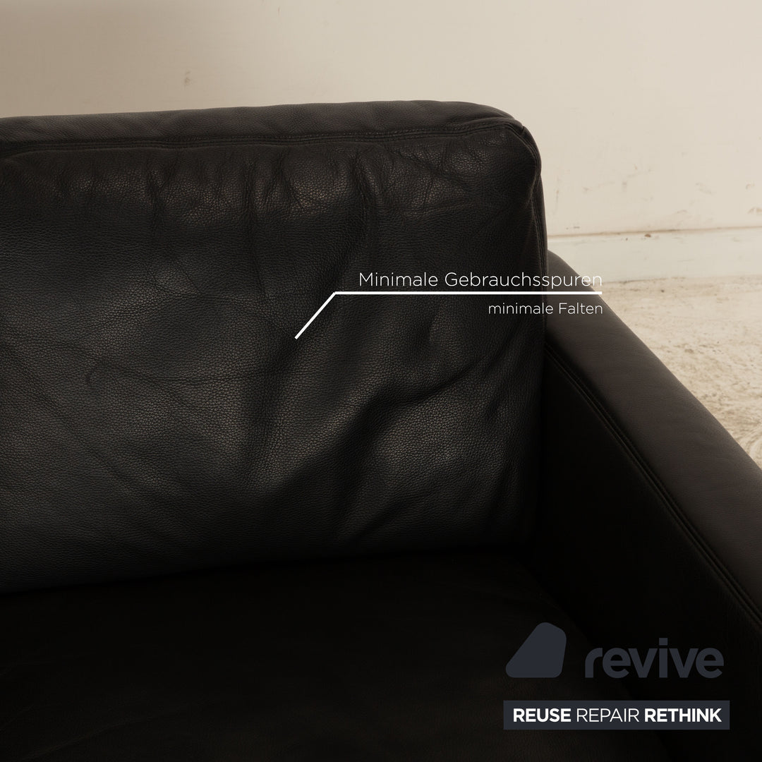 Koinor Leder Zweisitzer Schwarz Sofa Couch