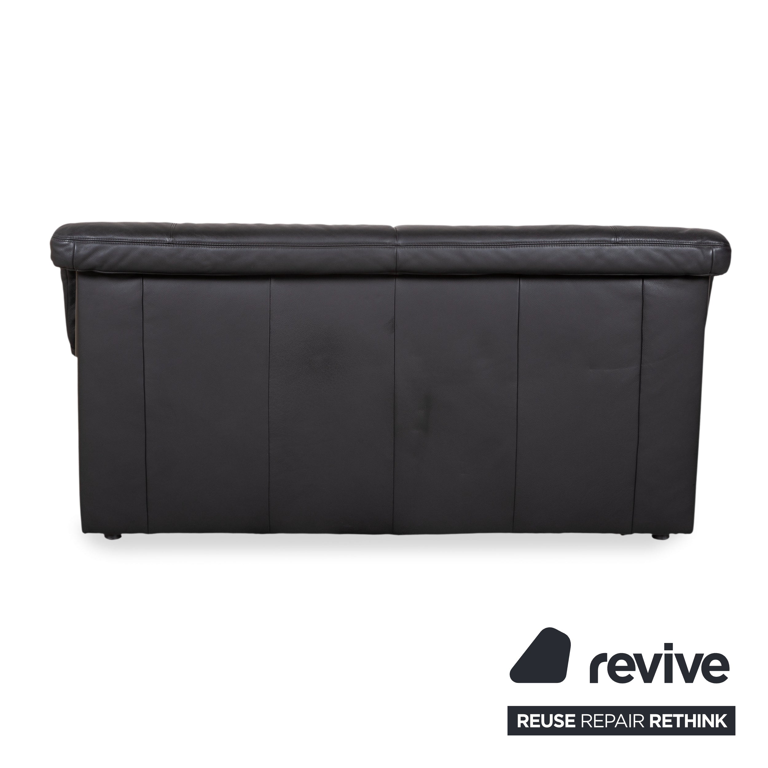 Koinor Leather Two Seater Black Sofa Couch