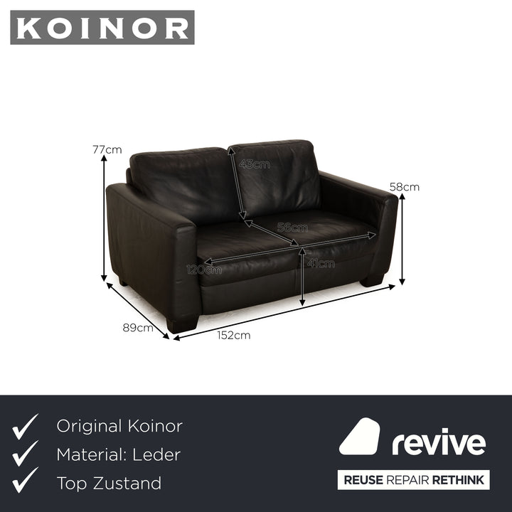 Koinor Leder Zweisitzer Schwarz Sofa Couch