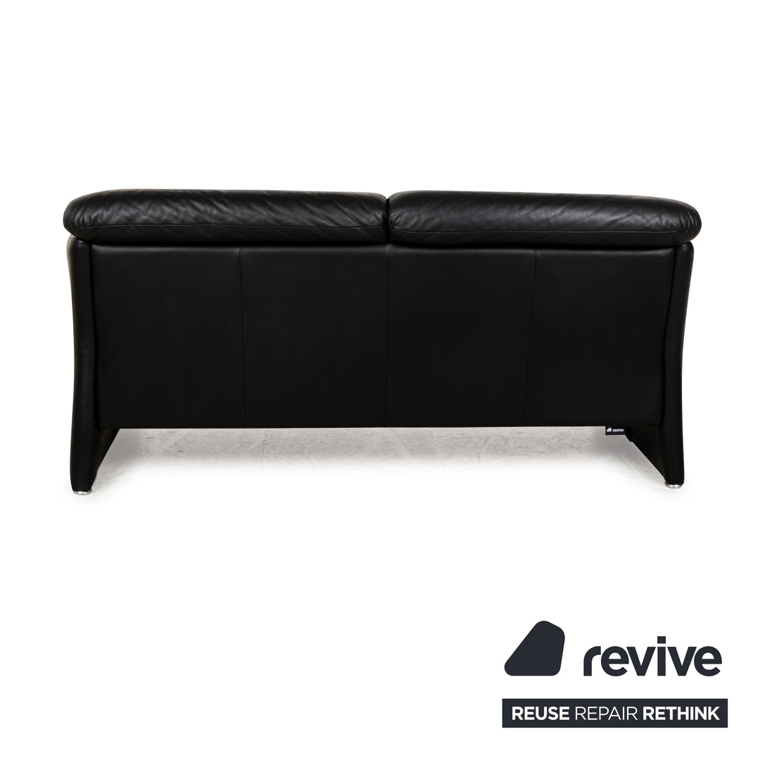 Koinor Leather Two Seater Black Sofa Couch