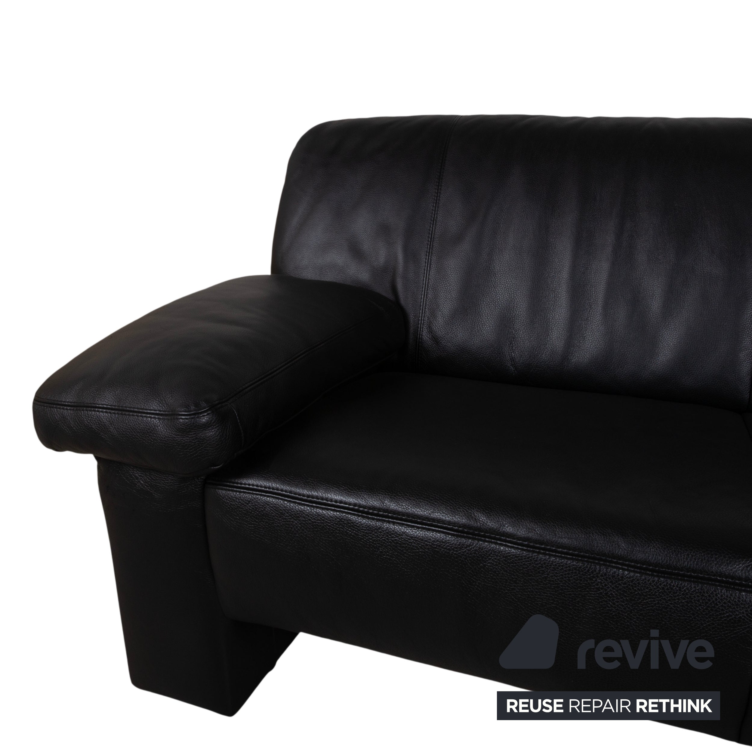 Koinor Leather Two Seater Black Sofa Couch