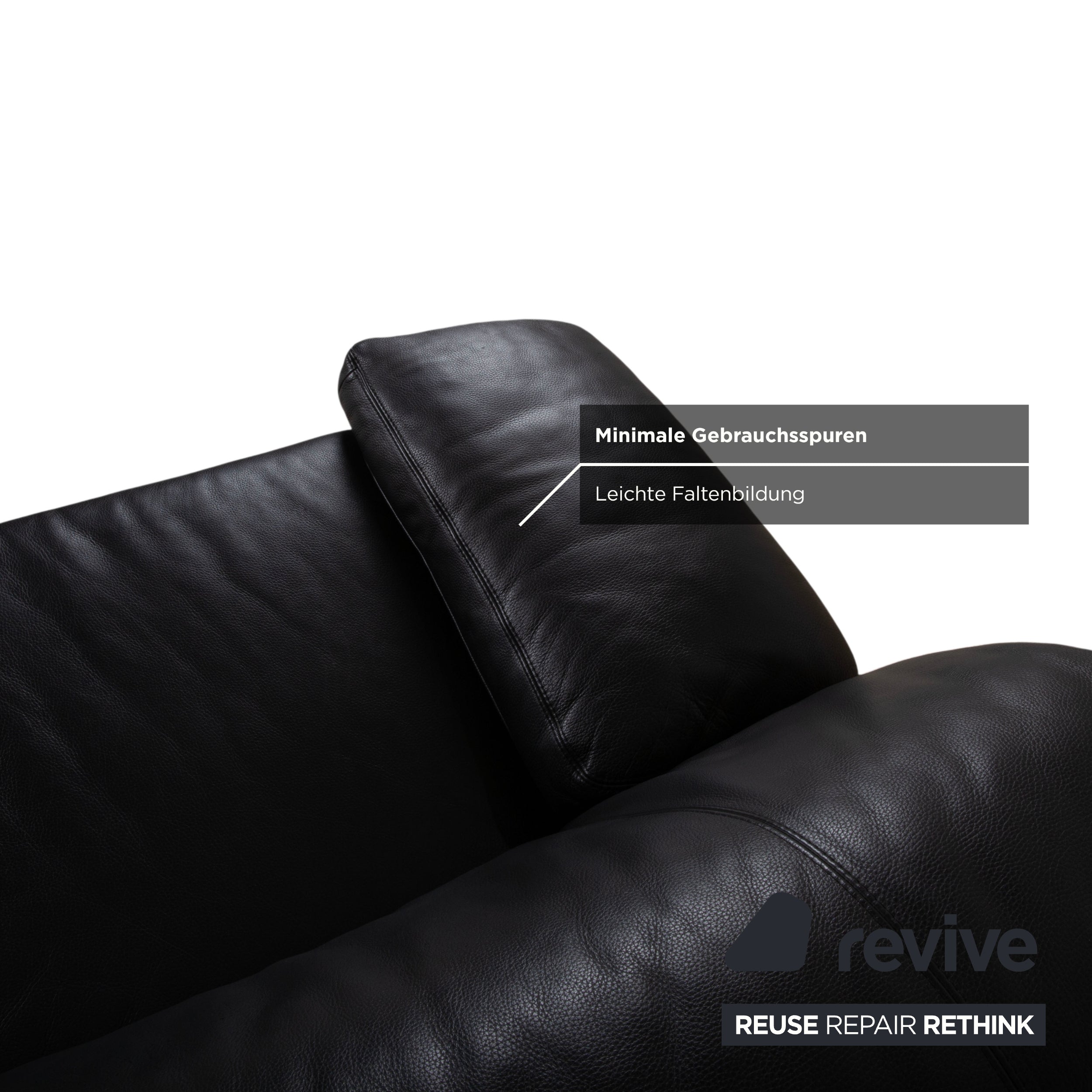 Koinor Leather Two Seater Black Sofa Couch