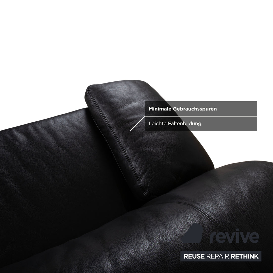 Koinor Leder Zweisitzer Schwarz Sofa Couch