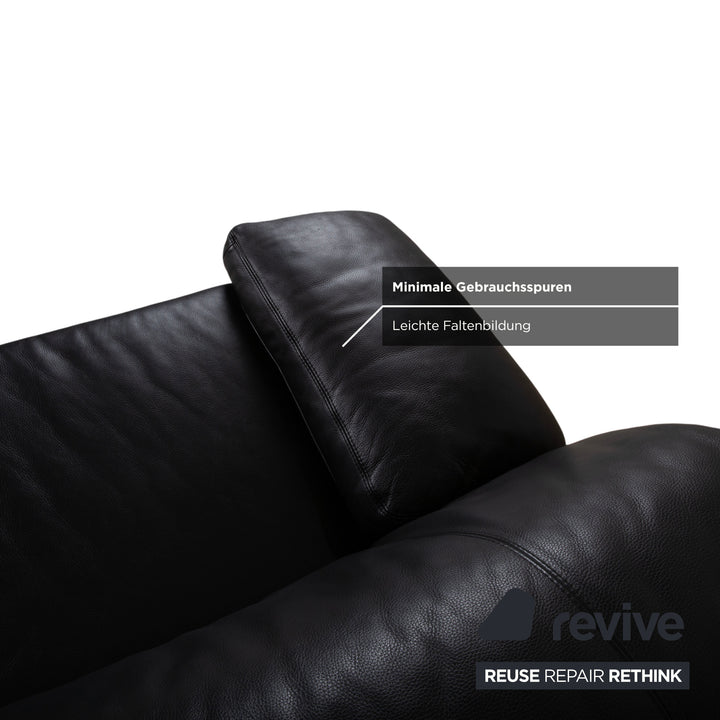 Koinor Leder Zweisitzer Schwarz Sofa Couch
