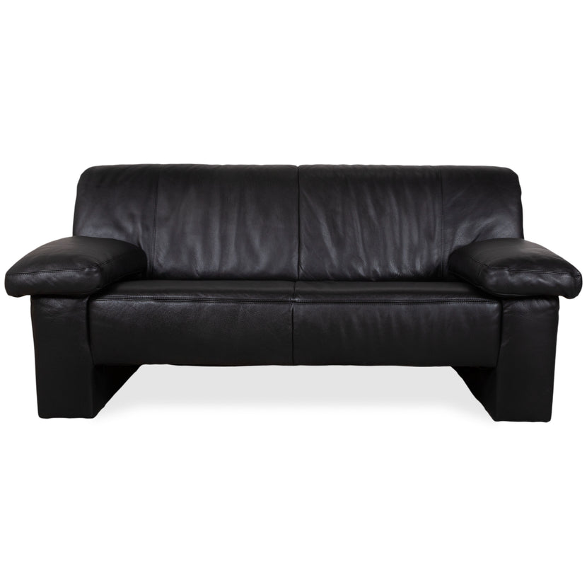 Koinor Leather Two Seater Black Sofa Couch