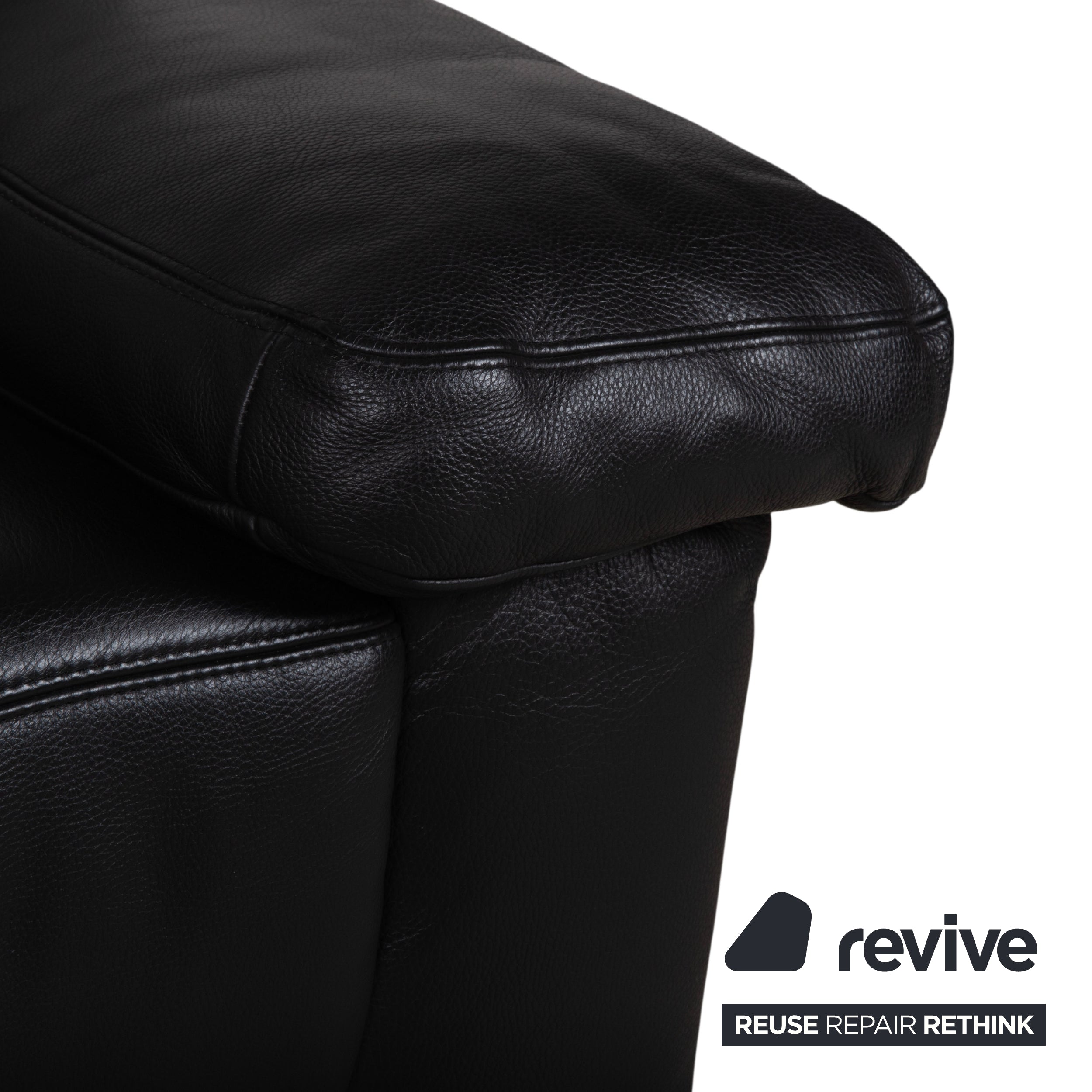Koinor Leather Two Seater Black Sofa Couch