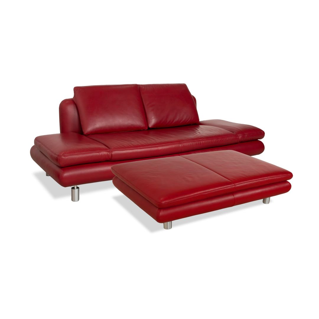 Koinor Leder Zweisitzer Sofa Couch Rot manuelle Funktion