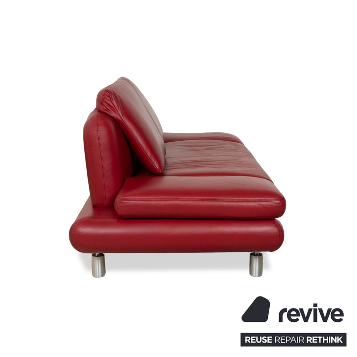 Koinor Leather Two-Seater Sofa Couch Red manual function
