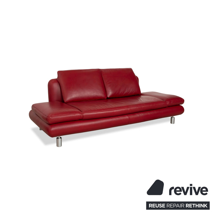 Koinor Leather Two-Seater Sofa Couch Red manual function