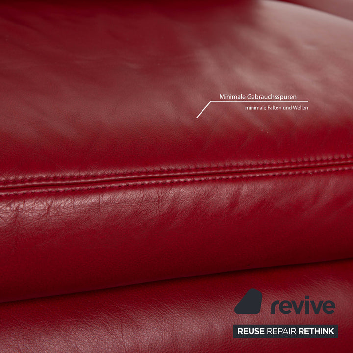 Koinor Leather Two-Seater Sofa Couch Red manual function