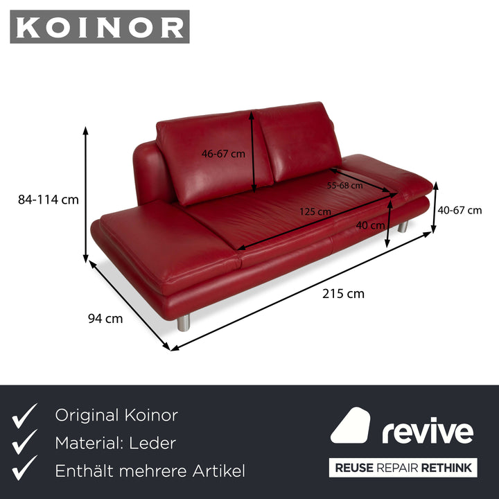 Koinor Leather Two-Seater Sofa Couch Red manual function