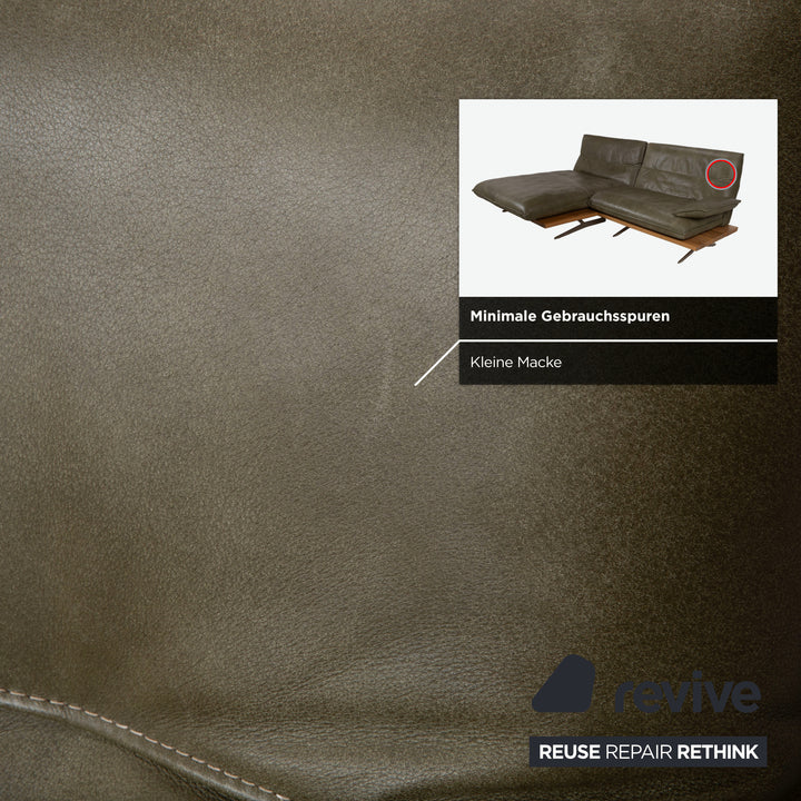 Koinor Malta Leder Ecksofa Grün Oliv manuelle Funktion Sofa Couch
