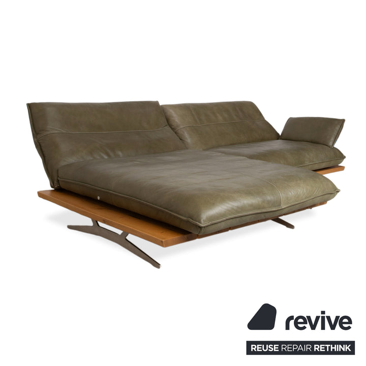 Koinor Malta Leder Ecksofa Grün Oliv manuelle Funktion Sofa Couch