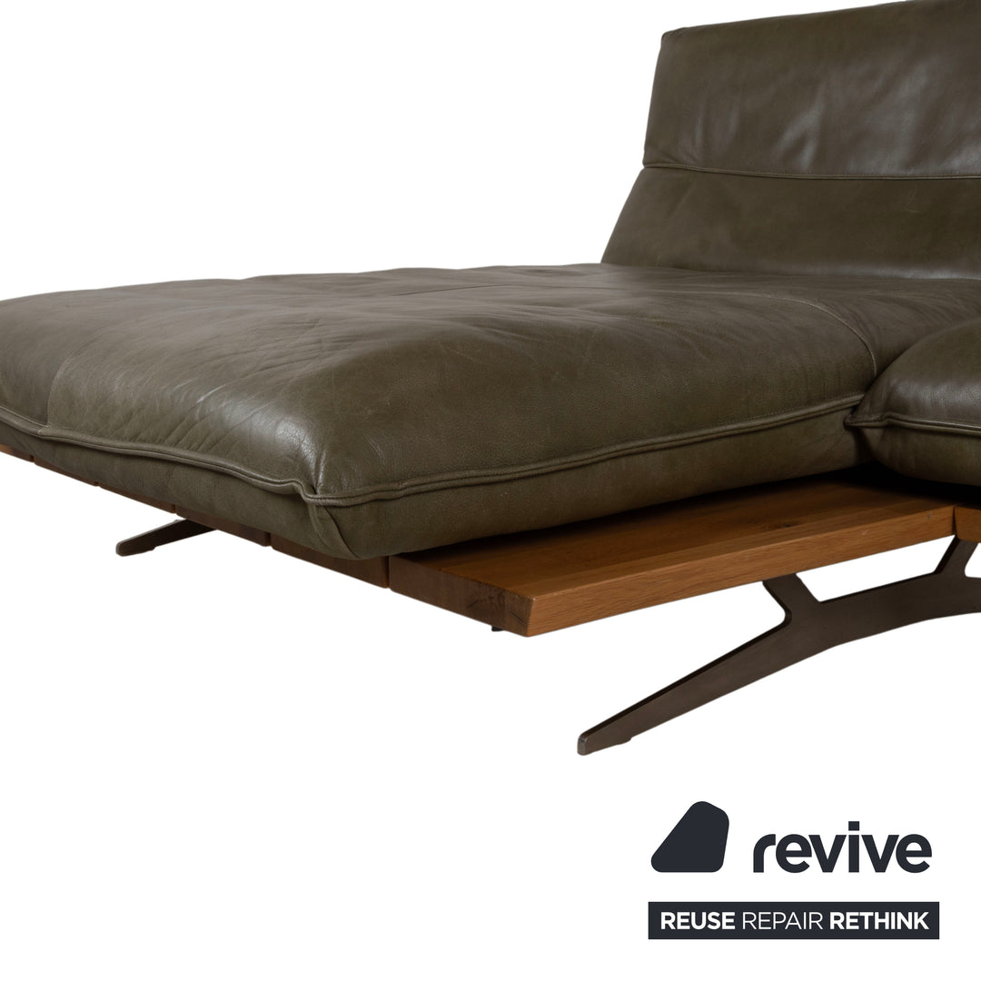 Koinor Malta Leder Ecksofa Grün Oliv manuelle Funktion Sofa Couch