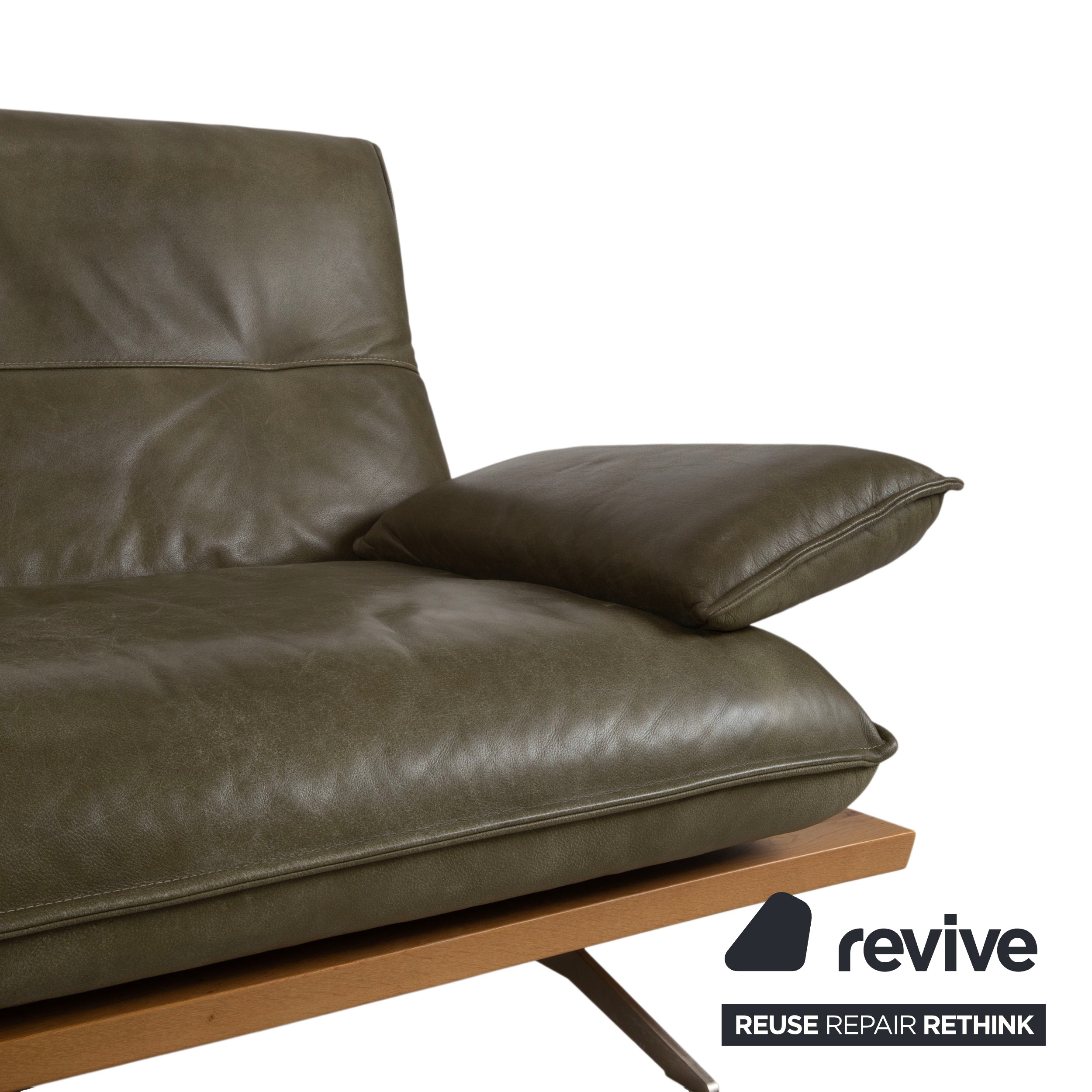 Koinor Malta Leder Ecksofa Grün Oliv manuelle Funktion Sofa Couch