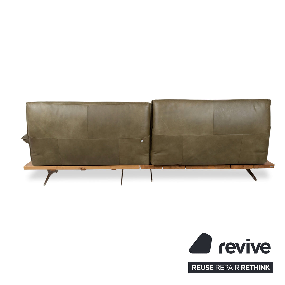 Koinor Malta Leder Ecksofa Grün Oliv manuelle Funktion Sofa Couch