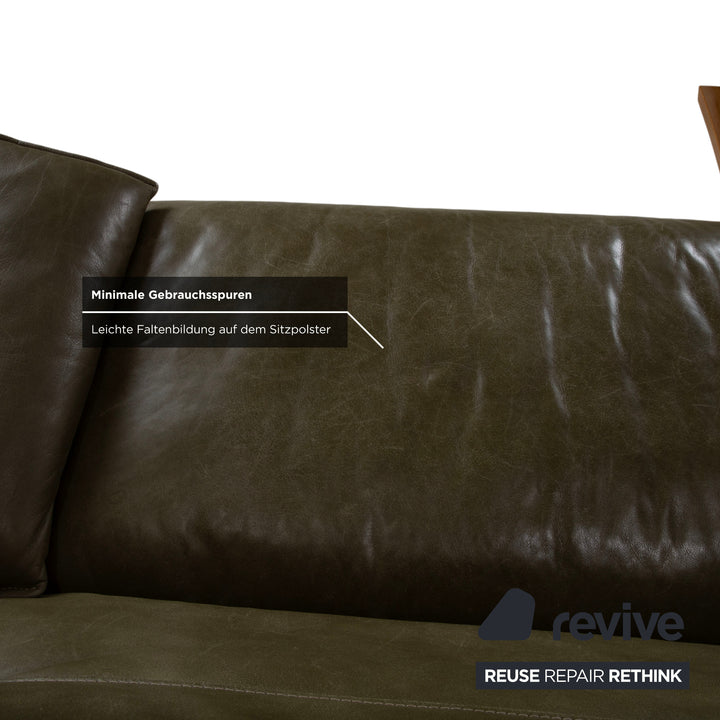 Koinor Malta Leder Ecksofa Grün Oliv manuelle Funktion Sofa Couch