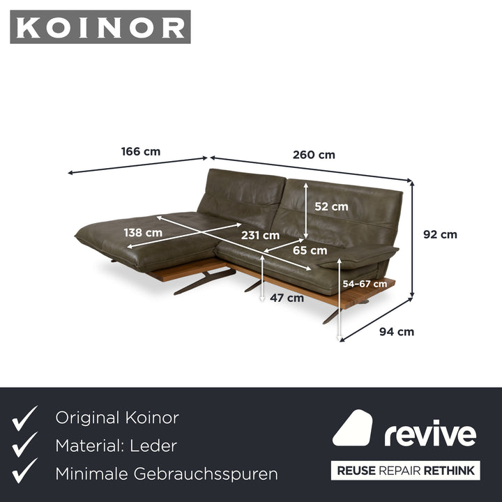 Koinor Malta Leder Ecksofa Grün Oliv manuelle Funktion Sofa Couch