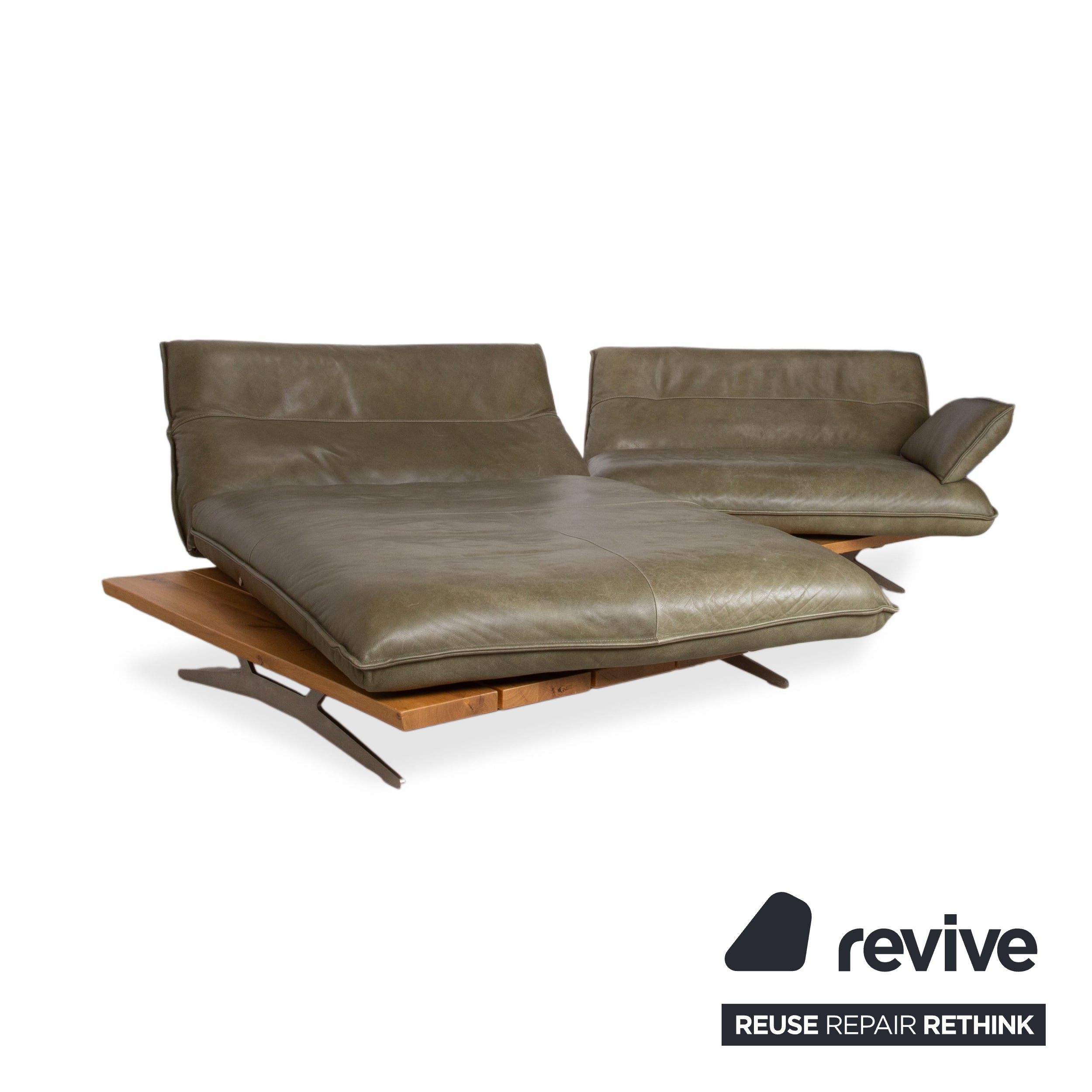 Koinor Malta Leder Ecksofa Grün Oliv manuelle Funktion Sofa Couch