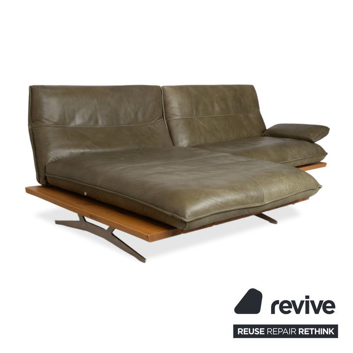 Koinor Malta Leder Ecksofa Grün Oliv manuelle Funktion Sofa Couch