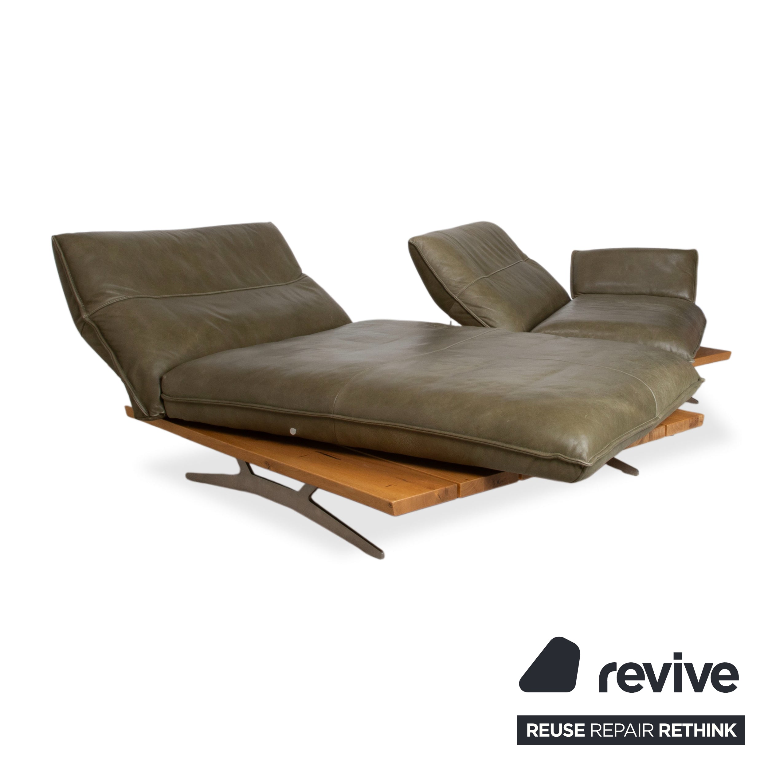Koinor Malta Leder Ecksofa Grün Oliv manuelle Funktion Sofa Couch