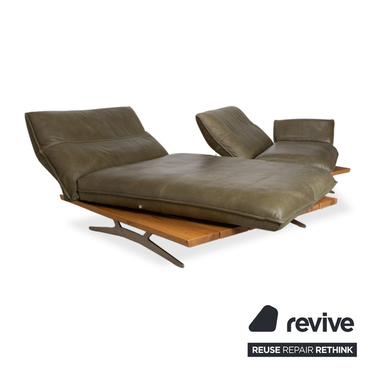 Koinor Malta Leder Ecksofa Grün Oliv manuelle Funktion Sofa Couch