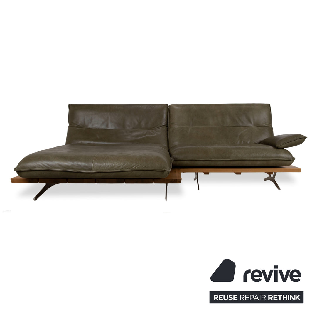 Koinor Malta Leder Ecksofa Grün Oliv manuelle Funktion Sofa Couch