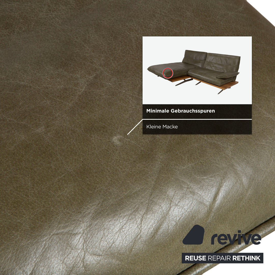 Koinor Malta Leder Ecksofa Grün Oliv manuelle Funktion Sofa Couch