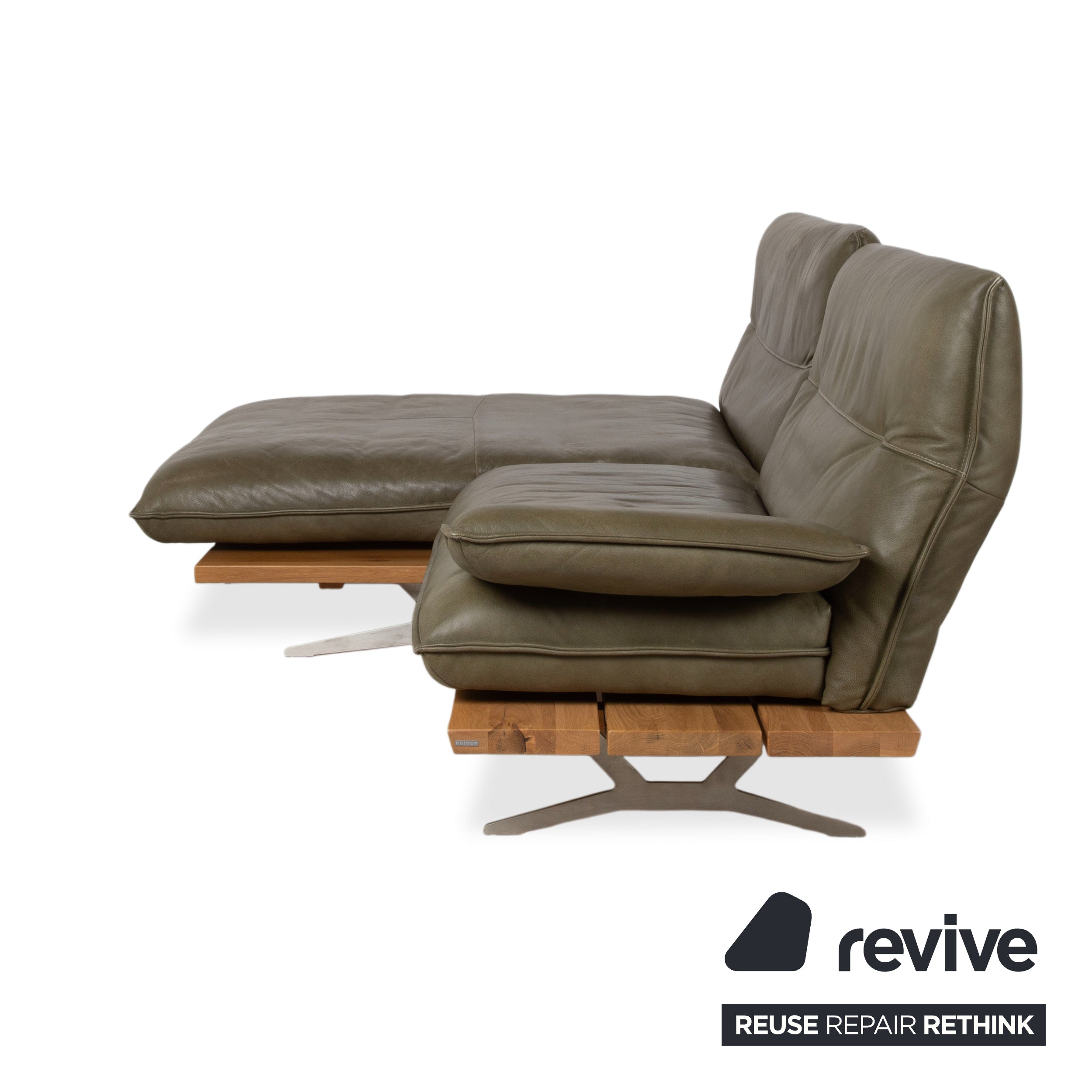 Koinor Malta Leder Ecksofa Grün Oliv manuelle Funktion Sofa Couch