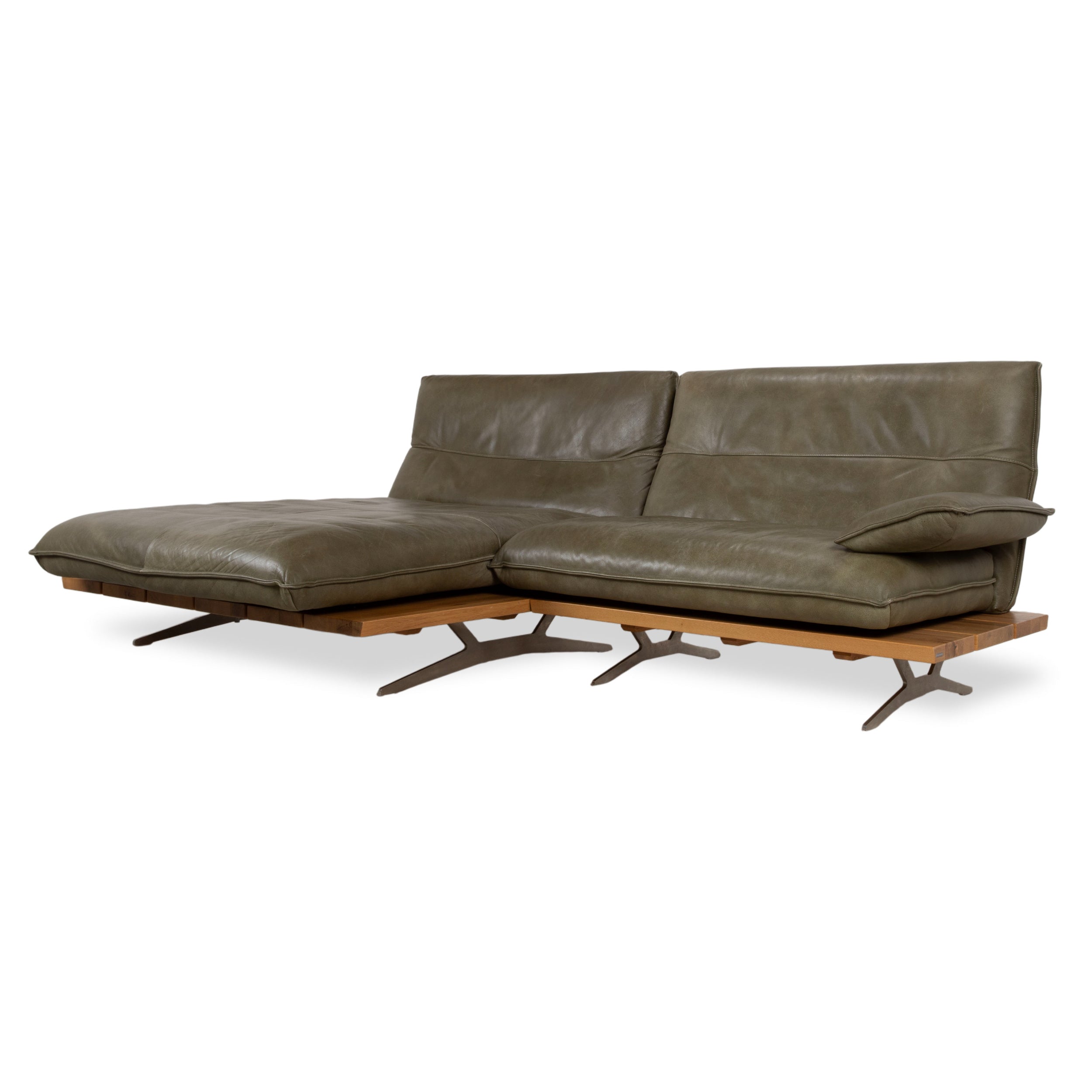 Koinor Malta Leder Ecksofa Grün Oliv manuelle Funktion Sofa Couch