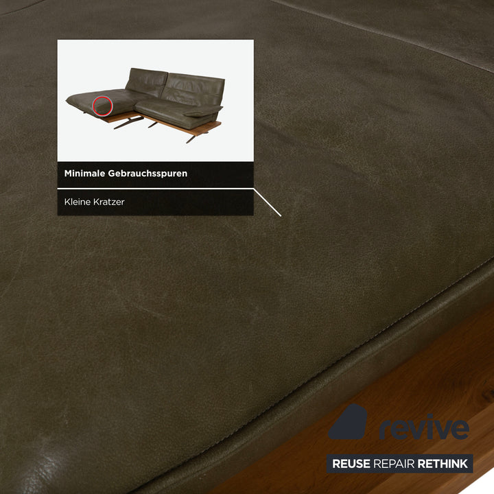 Koinor Malta Leder Ecksofa Grün Oliv manuelle Funktion Sofa Couch